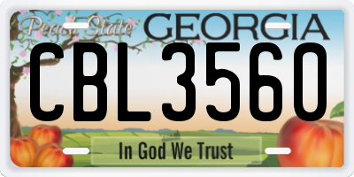 GA license plate CBL3560