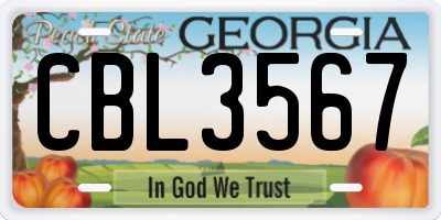 GA license plate CBL3567