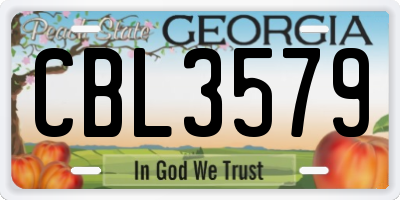 GA license plate CBL3579
