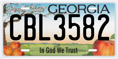 GA license plate CBL3582