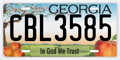 GA license plate CBL3585