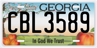 GA license plate CBL3589