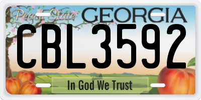 GA license plate CBL3592