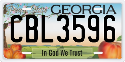 GA license plate CBL3596