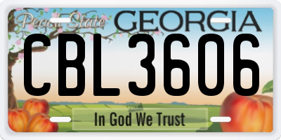 GA license plate CBL3606
