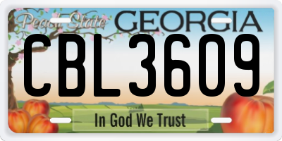 GA license plate CBL3609