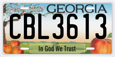 GA license plate CBL3613