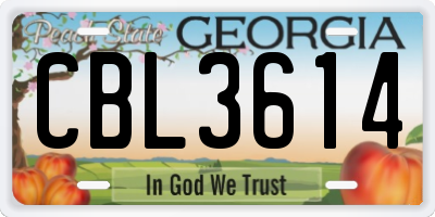 GA license plate CBL3614