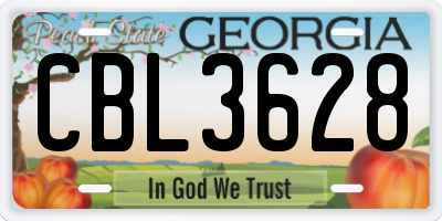 GA license plate CBL3628