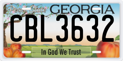 GA license plate CBL3632