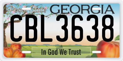GA license plate CBL3638