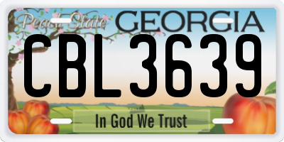 GA license plate CBL3639