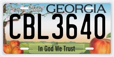 GA license plate CBL3640