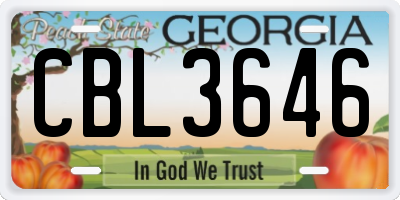 GA license plate CBL3646