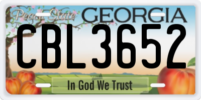 GA license plate CBL3652