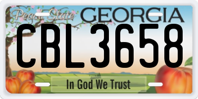 GA license plate CBL3658