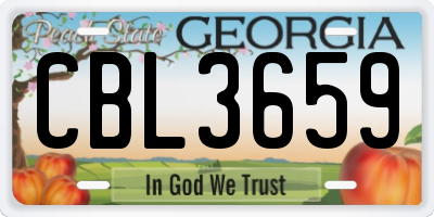 GA license plate CBL3659