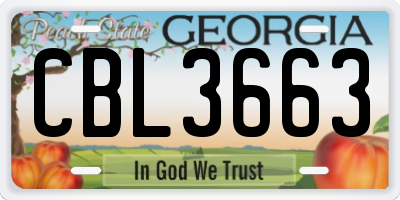 GA license plate CBL3663