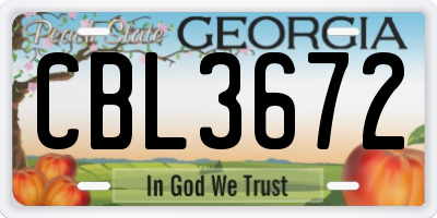 GA license plate CBL3672
