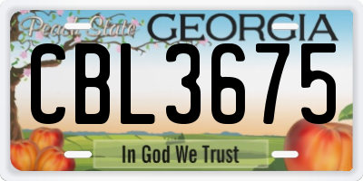 GA license plate CBL3675