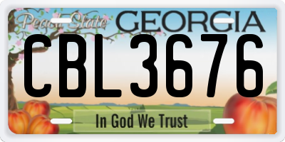 GA license plate CBL3676