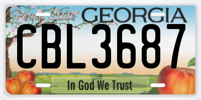GA license plate CBL3687