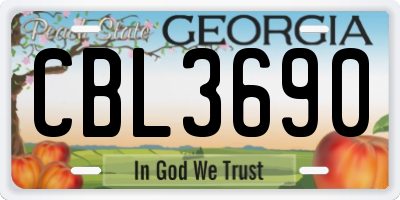 GA license plate CBL3690