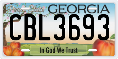 GA license plate CBL3693