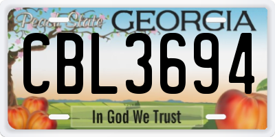 GA license plate CBL3694