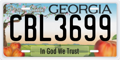 GA license plate CBL3699