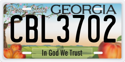 GA license plate CBL3702