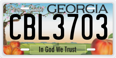 GA license plate CBL3703