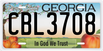 GA license plate CBL3708