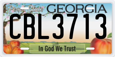 GA license plate CBL3713
