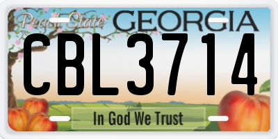 GA license plate CBL3714