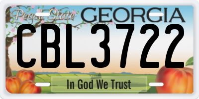 GA license plate CBL3722