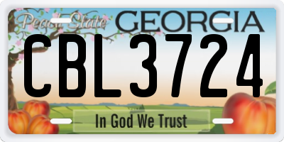 GA license plate CBL3724