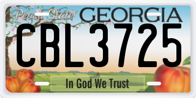 GA license plate CBL3725