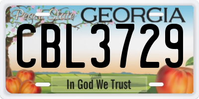GA license plate CBL3729