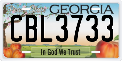 GA license plate CBL3733