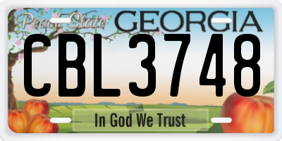 GA license plate CBL3748