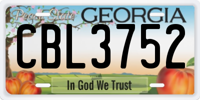 GA license plate CBL3752