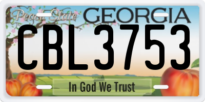 GA license plate CBL3753