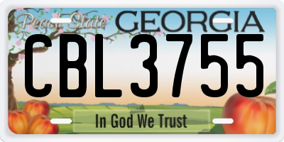 GA license plate CBL3755