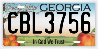 GA license plate CBL3756