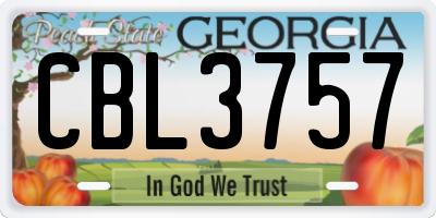 GA license plate CBL3757