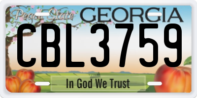 GA license plate CBL3759