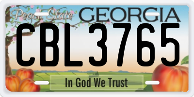 GA license plate CBL3765