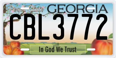 GA license plate CBL3772