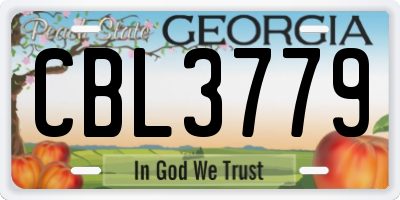 GA license plate CBL3779